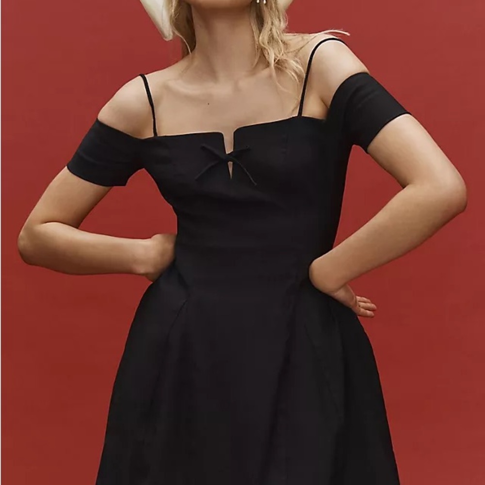 Maeve Black Off-Shoulder Mini with Front Bow